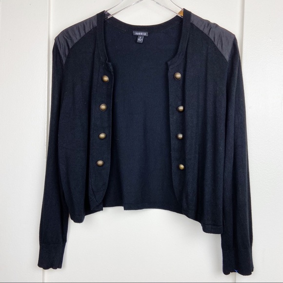 torrid Sweaters - Torrid Black Gold Button Detail Open Cardigan 2/2X